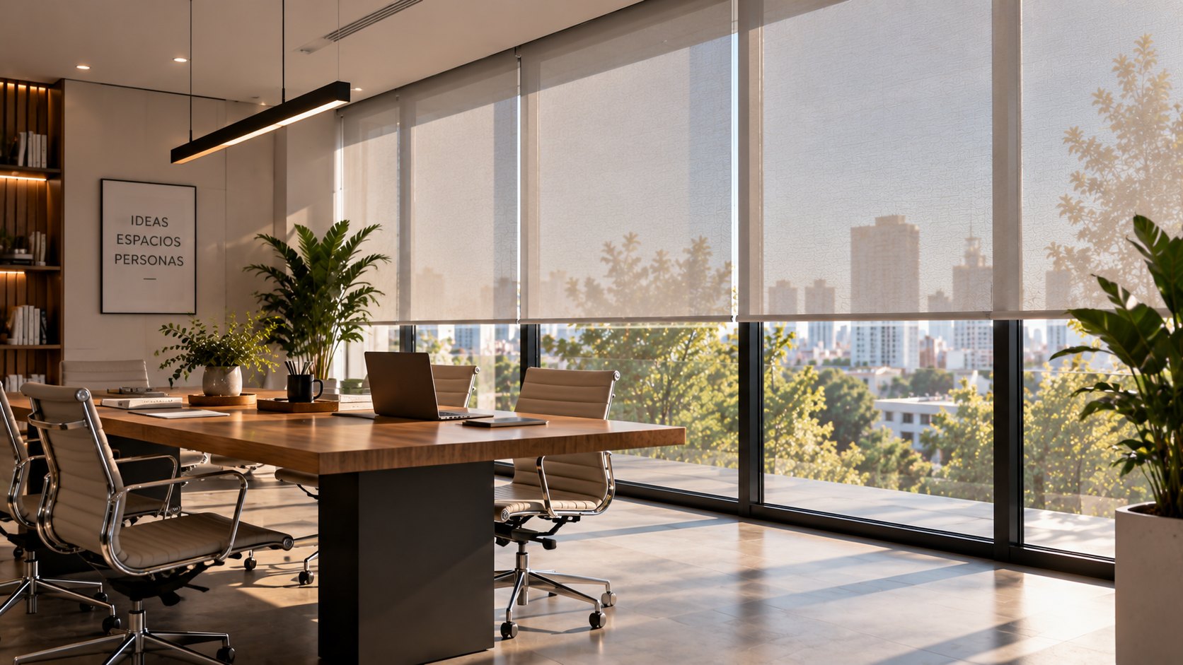 Ambiente con control solar y vista exterior